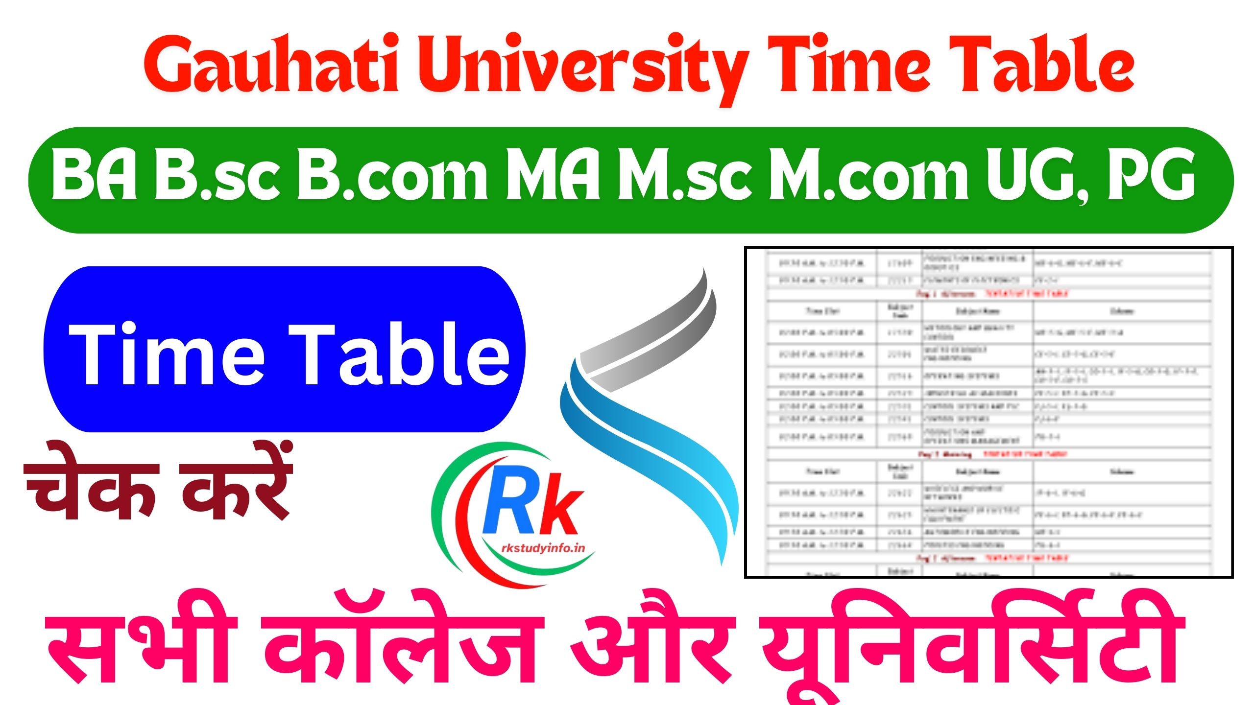 Gauhati University Time Table