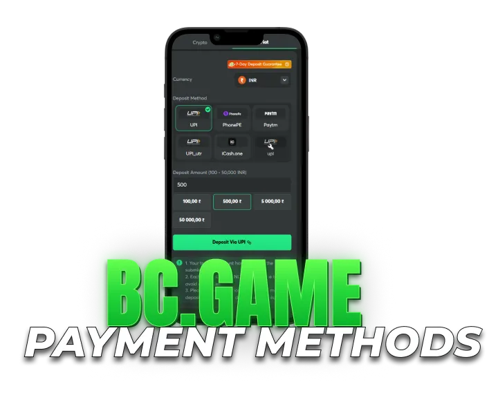 payment methods in India with INR deposits via UPI, PhonePe, Paytm and other options.