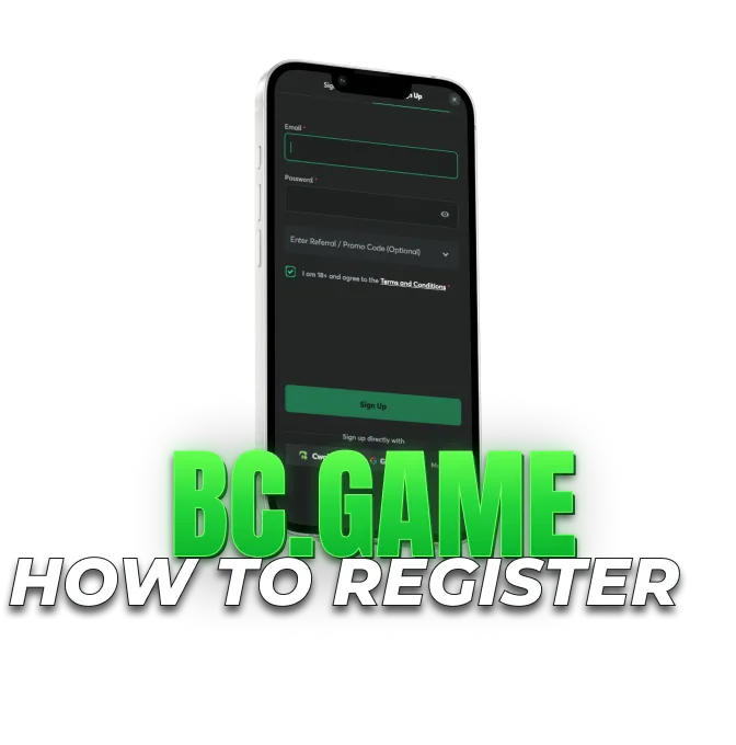 How to register at BC.GAME using the mobile sign-up form with email and password.